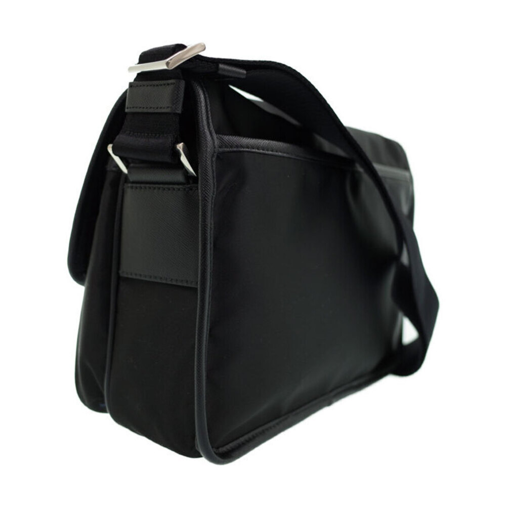 Prada Tessuto Black front flap Bag buckle Saffiano Messenger - Picture 1 of 9